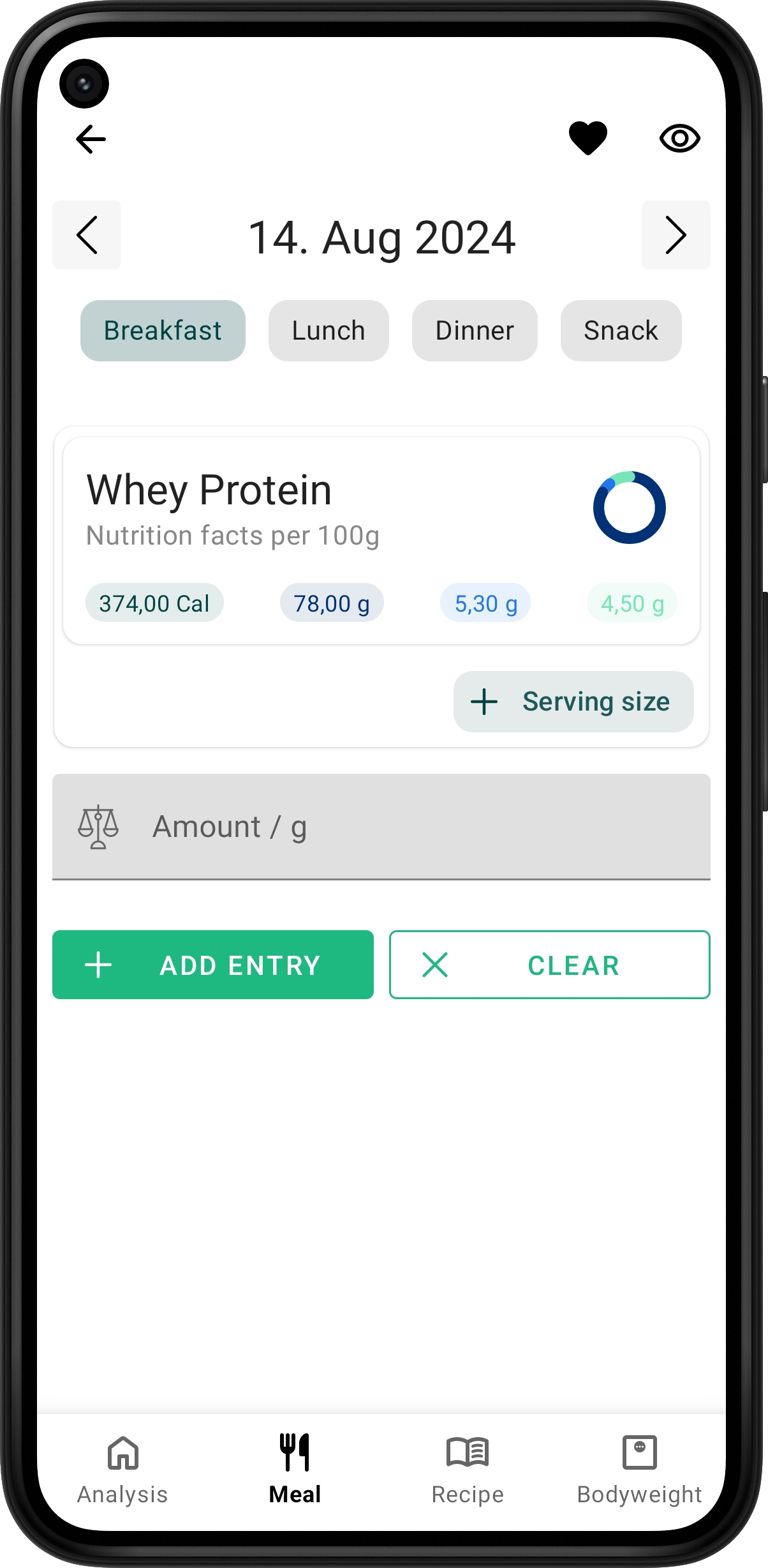 food calorie counter favorites list